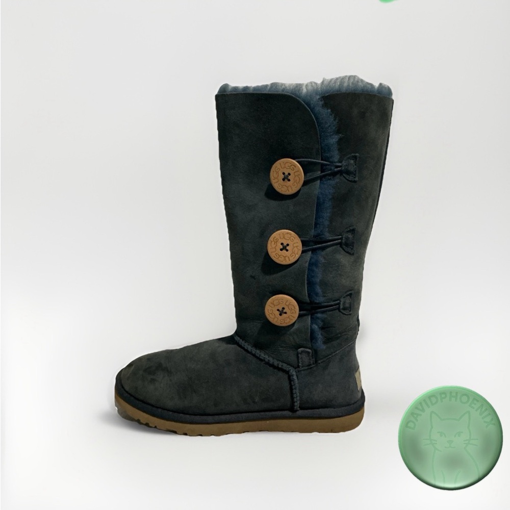 UGG Australia Bailey Button Triplet II Boots – Blue Suede, Women’s Size‎ 6